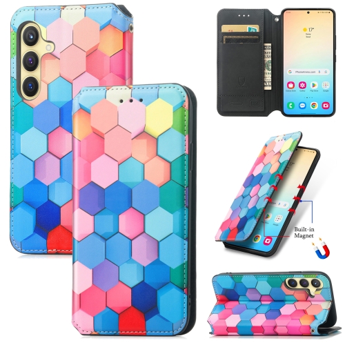 

For Samsung Galaxy S24 5G CaseNeo Colorful Magnetic Leather Phone Case(Colorful Cube)