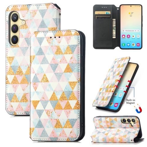 

For Samsung Galaxy S24+ 5G CaseNeo Colorful Magnetic Leather Phone Case(Rhombus)