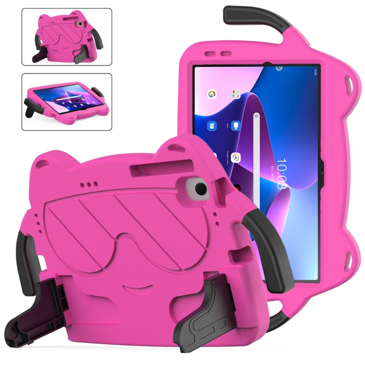 

For Lenovo Tab M10 Plus TB-125 2022 Ice Baby EVA Shockproof Hard PC Tablet Case(Rose Red+Black)