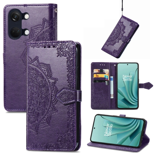 

For OnePlus Ace 2V Mandala Flower Embossed Leather Phone Case(Purple)