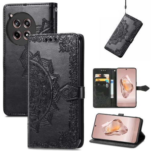 

For OnePlus Ace 3 Mandala Flower Embossed Leather Phone Case(Black)