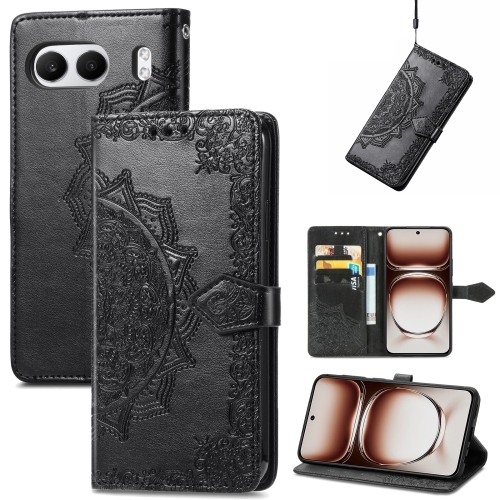 

For OnePlus Nord 4 Mandala Flower Embossed Leather Phone Case(Black)