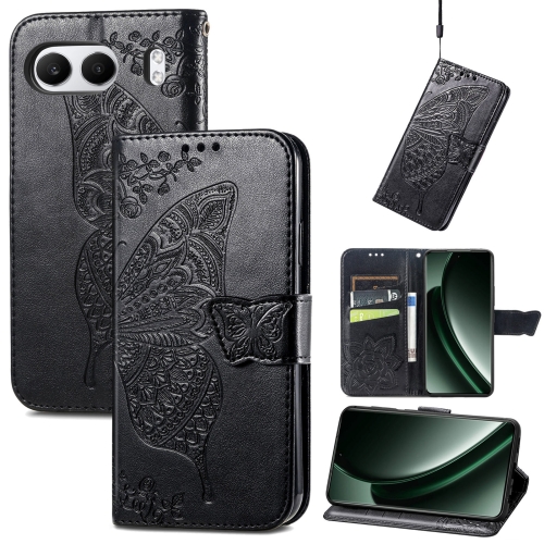 

For OnePlus Nord 4 Butterfly Love Flower Embossed Leather Phone Case(Black)