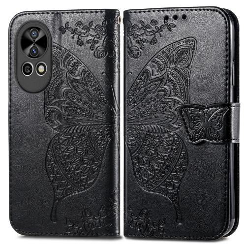 

For Huawei Nova 12 Pro Butterfly Love Flower Embossed Leather Phone Case(Black)
