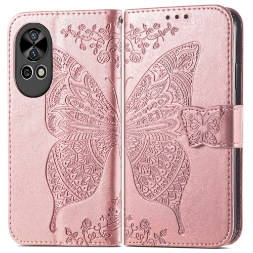 

For Huawei Nova 12 Butterfly Love Flower Embossed Leather Phone Case(Rose Gold)