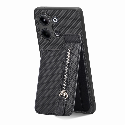 

For OPPO Reno9 Carbon Fiber Vertical Flip Zipper Phone Case(Black)