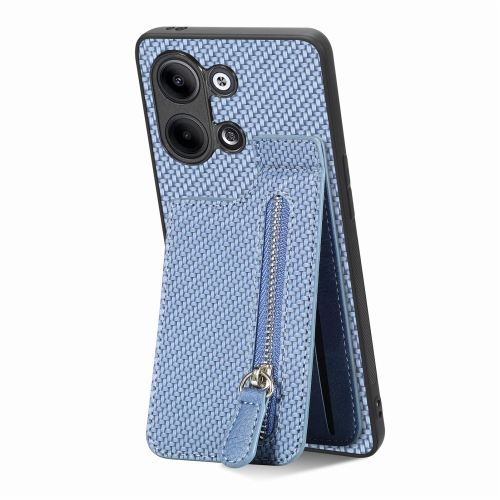 

For OPPO Reno9 Carbon Fiber Vertical Flip Zipper Phone Case(Blue)