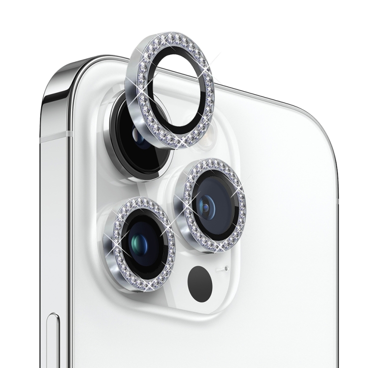 

For iPhone 13 Pro / 13 Pro Max NORTHJO Camera Lens Protector Tempered Glass Metal Rhinestone Ring Film(Silver)