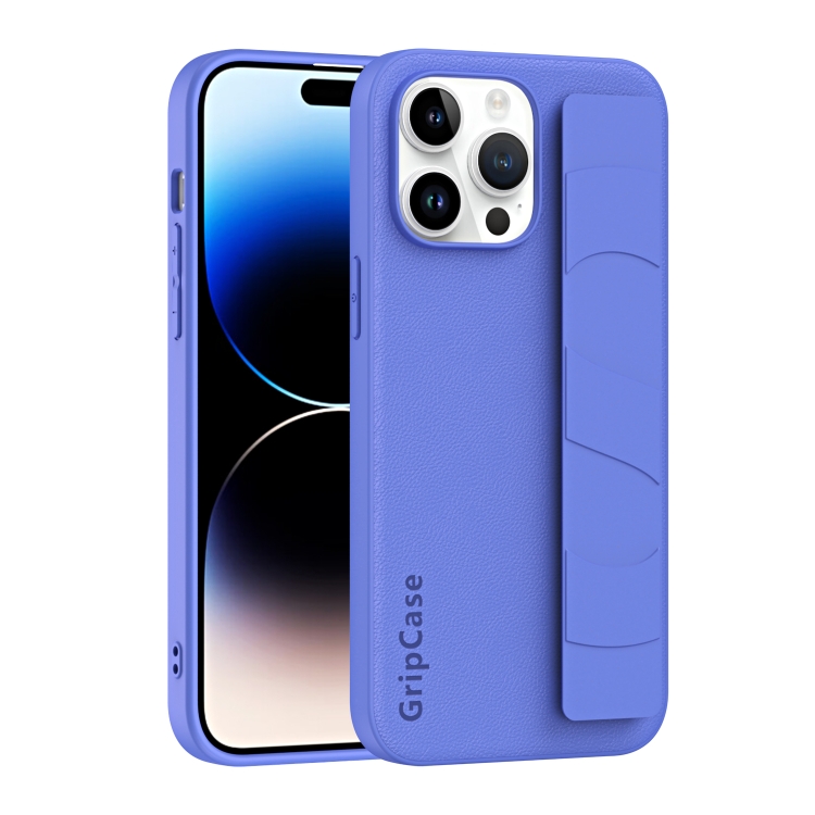 

For iPhone 14 Pro Skin Elastic Wrist Grip Back Cover Phone Case(Purple)