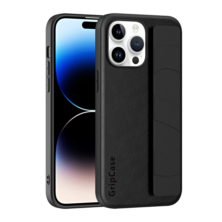 

For iPhone 14 Pro Max Skin Elastic Wrist Grip Back Cover Phone Case(Black)