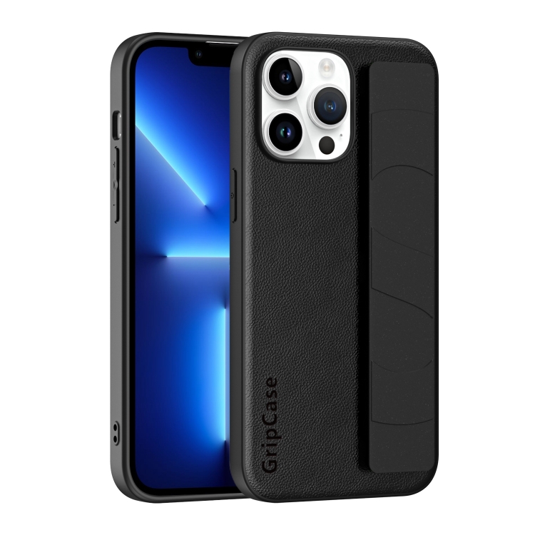

For iPhone 13 Pro Skin Elastic Wrist Grip Back Cover Phone Case(Black)