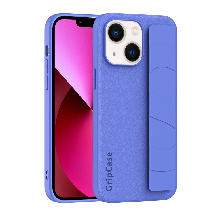 

For iPhone 13 Skin Elastic Wrist Grip Back Cover Phone Case(Purple)