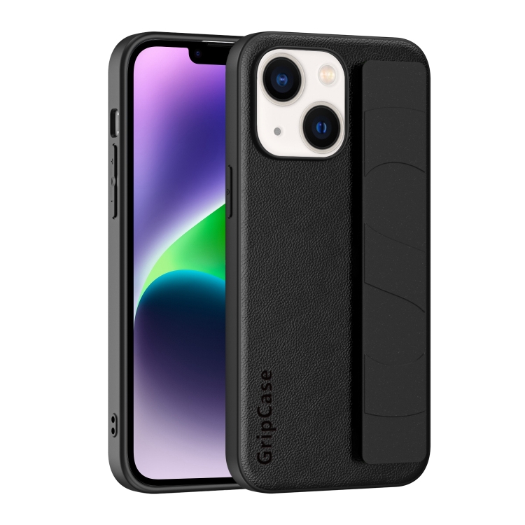 

For iPhone 15 Skin Elastic Wrist Grip Back Cover Phone Case(Black)