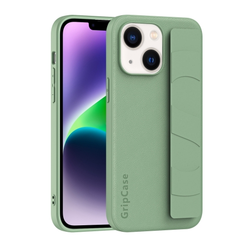 

For iPhone 15 Skin Elastic Wrist Grip Back Cover Phone Case(Light Green)