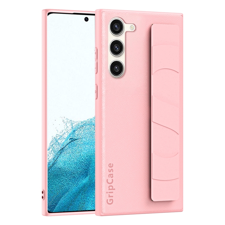 

For Samsung Galaxy S22 5G Skin Elastic Wrist Grip Back Cover Phone Case(Pink)