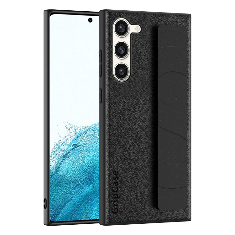 

For Samsung Galaxy S22+ 5G Skin Elastic Wrist Grip Back Cover Phone Case(Black)