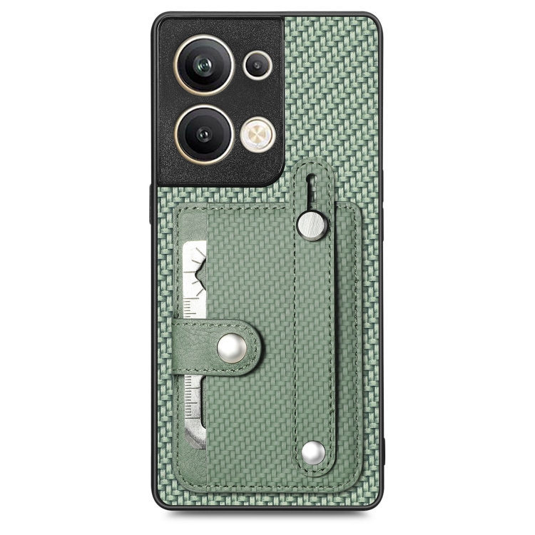 

For OPPO Reno9 Pro+ Wristband Kickstand Card Wallet Back Cover Phone Case with Tool Knife(Green)