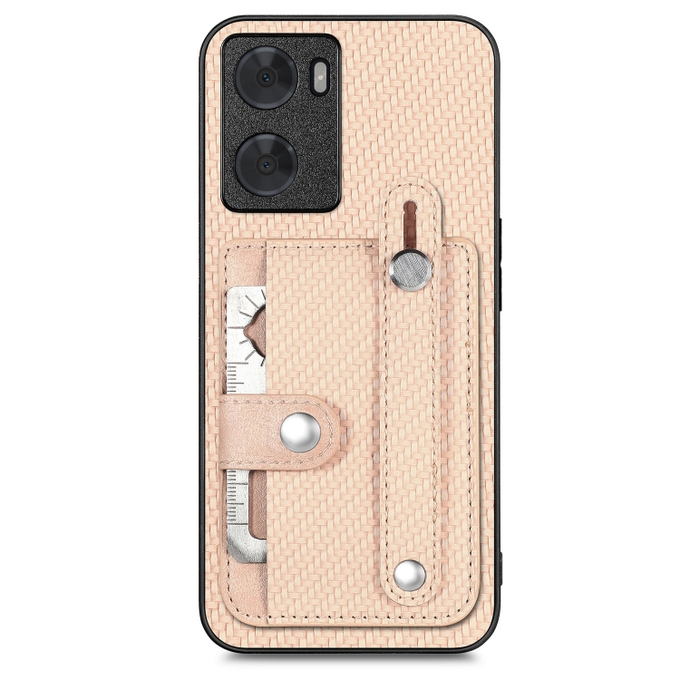 

For OPPO A57 4G Wristband Kickstand Card Wallet Back Cover Phone Case with Tool Knife(Khaki)