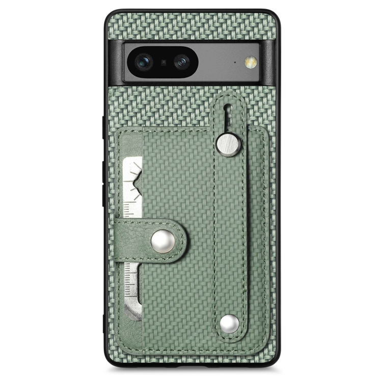 

For Google Pixel 7A Wristband Kickstand Card Wallet Back Cover Phone Case with Tool Knife(Green)