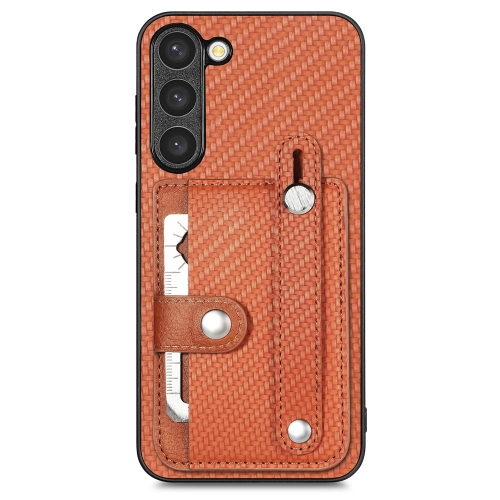 

For Samsung Galaxy S22 5G Wristband Kickstand Wallet Back Phone Case with Tool Knife(Brown)