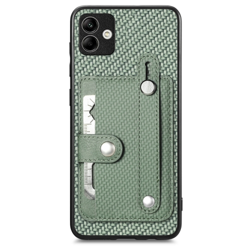 

For Samsung Galaxy A04 4G Wristband Kickstand Wallet Back Phone Case with Tool Knife(Green)