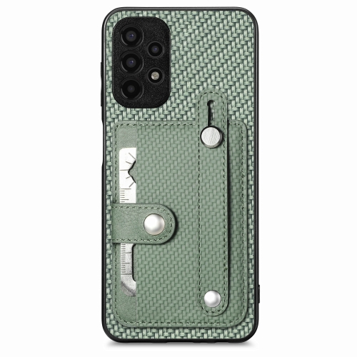 

For Samsung Galaxy A13 4G Wristband Kickstand Wallet Back Phone Case with Tool Knife(Green)
