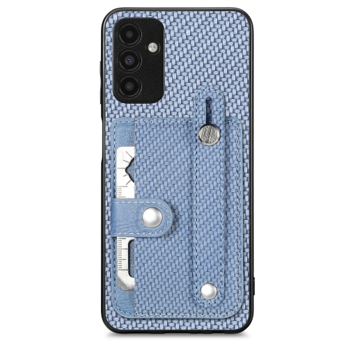 

For Samsung Galaxy A13 5G Wristband Kickstand Wallet Back Phone Case with Tool Knife(Blue)