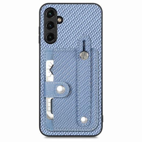 

For Samsung Galaxy A14 5G Wristband Kickstand Wallet Back Phone Case with Tool Knife(Blue)