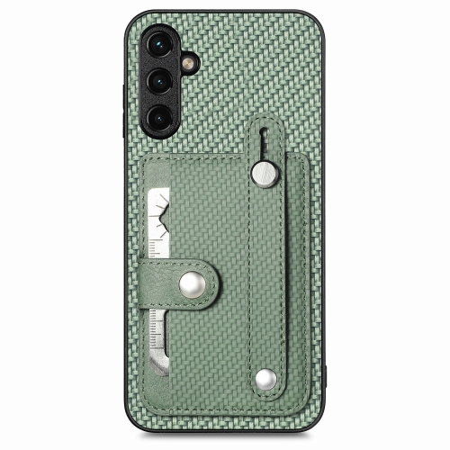 

For Samsung Galaxy A14 5G Wristband Kickstand Wallet Back Phone Case with Tool Knife(Green)
