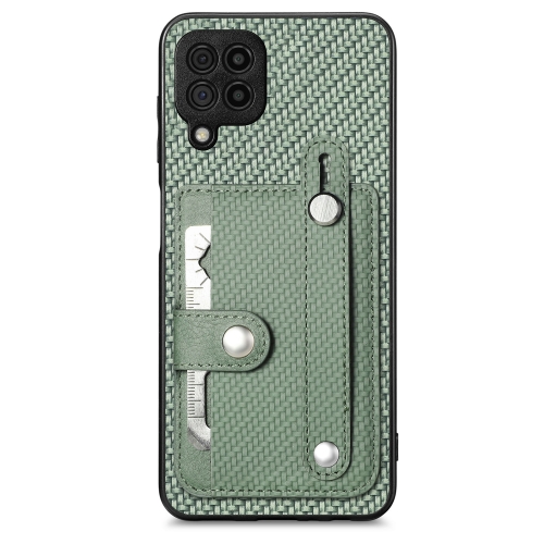 

For Samsung Galaxy A22 4G Wristband Kickstand Wallet Back Phone Case with Tool Knife(Green)