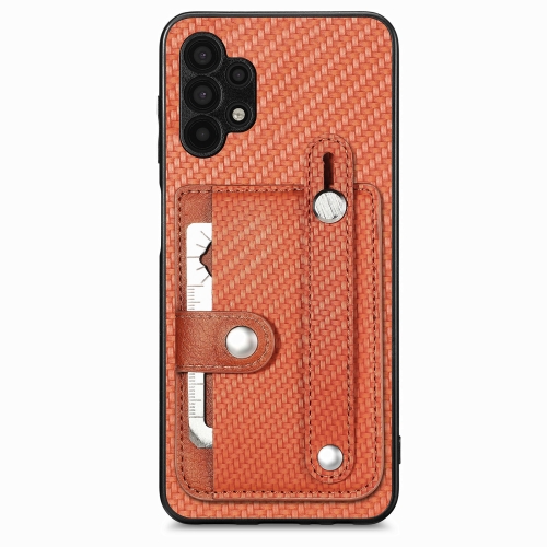 

For Samsung Galaxy A32 5G Wristband Kickstand Wallet Back Phone Case with Tool Knife(Brown)