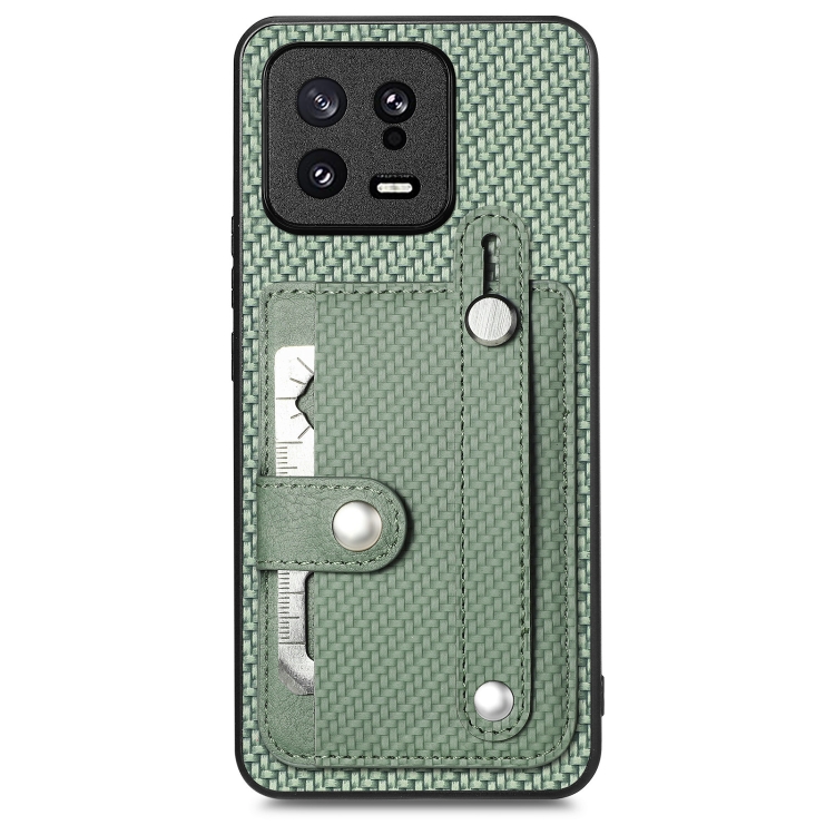 

For Xiaomi 13 Wristband Kickstand Wallet Back Phone Case with Tool Knife(Green)
