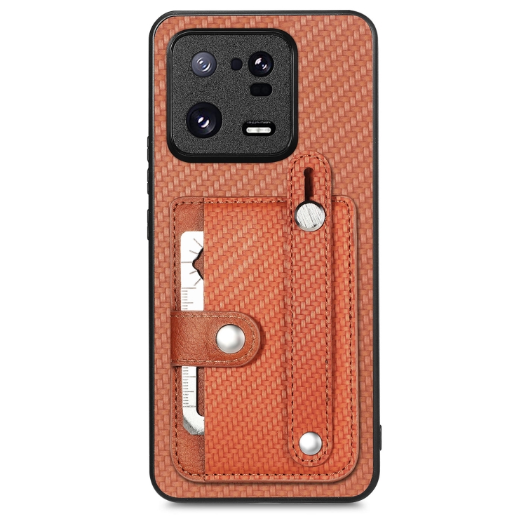 

For Xiaomi 13 Pro Wristband Kickstand Wallet Back Phone Case with Tool Knife(Brown)