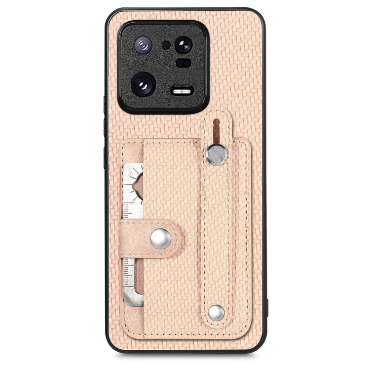 

For Xiaomi 13 Pro Wristband Kickstand Wallet Back Phone Case with Tool Knife(Khaki)