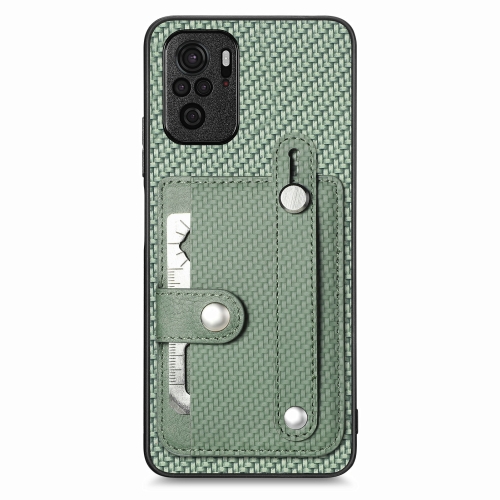 

For Redmi Note 10 Wristband Kickstand Wallet Back Phone Case with Tool Knife(Green)