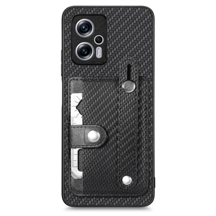 

For Redmi Note 11T Pro 5G Wristband Kickstand Wallet Back Phone Case with Tool Knife(Black)