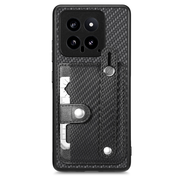 

For Xiaomi 14 Wristband Kickstand Card Wallet Back Phone Case with Tool Knife(Black)