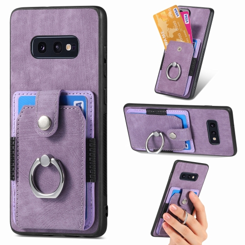 

For Samsung Galaxy S10e Retro Skin-feel Ring Card Wallet Phone Case(Purple)