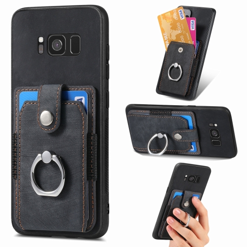 

For Samsung Galaxy S8 Retro Skin-feel Ring Card Wallet Phone Case(Black)
