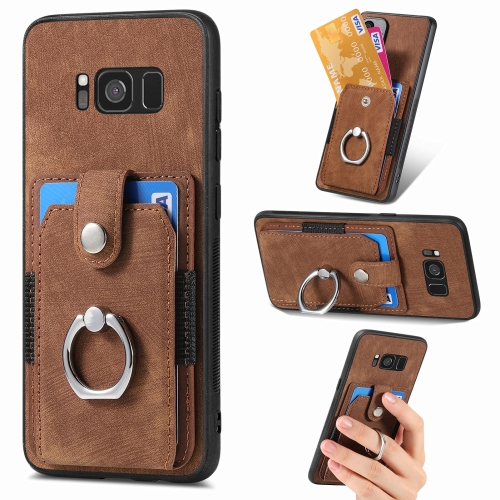 

For Samsung Galaxy S8 Retro Skin-feel Ring Card Wallet Phone Case(Brown)