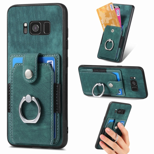

For Samsung Galaxy S8+ Retro Skin-feel Ring Card Wallet Phone Case(Green)