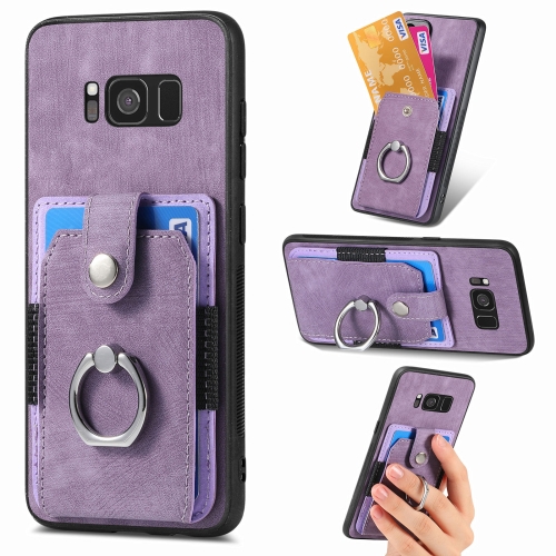 

For Samsung Galaxy S8+ Retro Skin-feel Ring Card Wallet Phone Case(Purple)