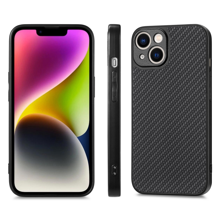 

For iPhone 14 Pro Carbon Fiber Texture Leather Back Cover Phone Case(Black)