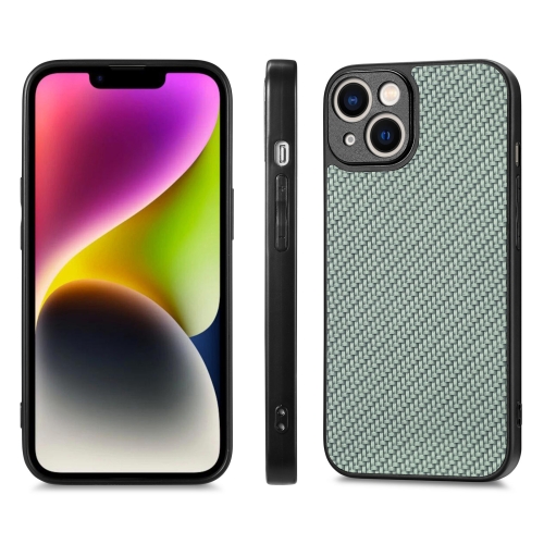 

For iPhone 13 mini Carbon Fiber Texture Leather Back Cover Phone Case(Green)