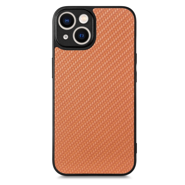 

For iPhone 13 Pro Carbon Fiber Texture Leather Back Cover Phone Case(Brown)