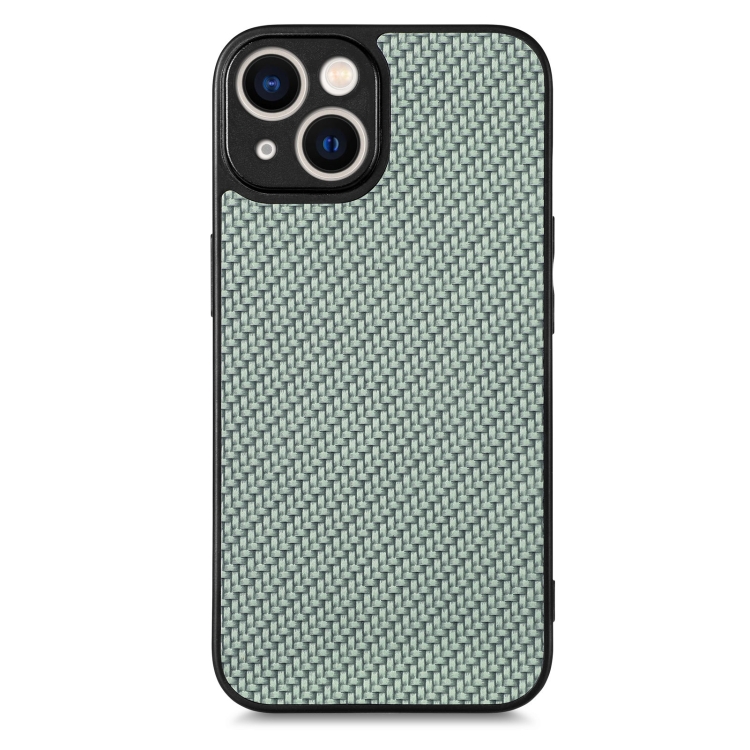 

For iPhone 13 Pro Carbon Fiber Texture Leather Back Cover Phone Case(Green)