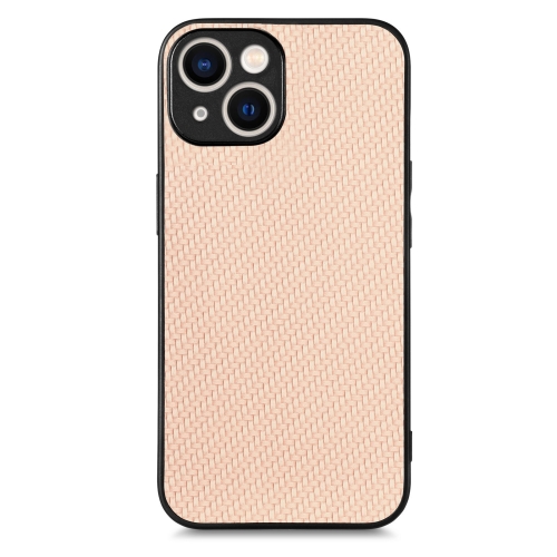 

For iPhone 15 Carbon Fiber Texture Leather Back Phone Case(Khaki)