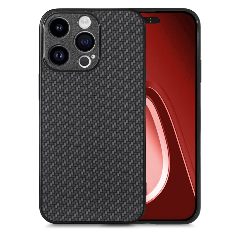 

For iPhone 15 Pro Max Carbon Fiber Texture Leather Back Phone Case(Black)