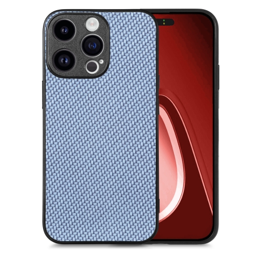 

For iPhone 15 Pro Max Carbon Fiber Texture Leather Back Phone Case(Blue)