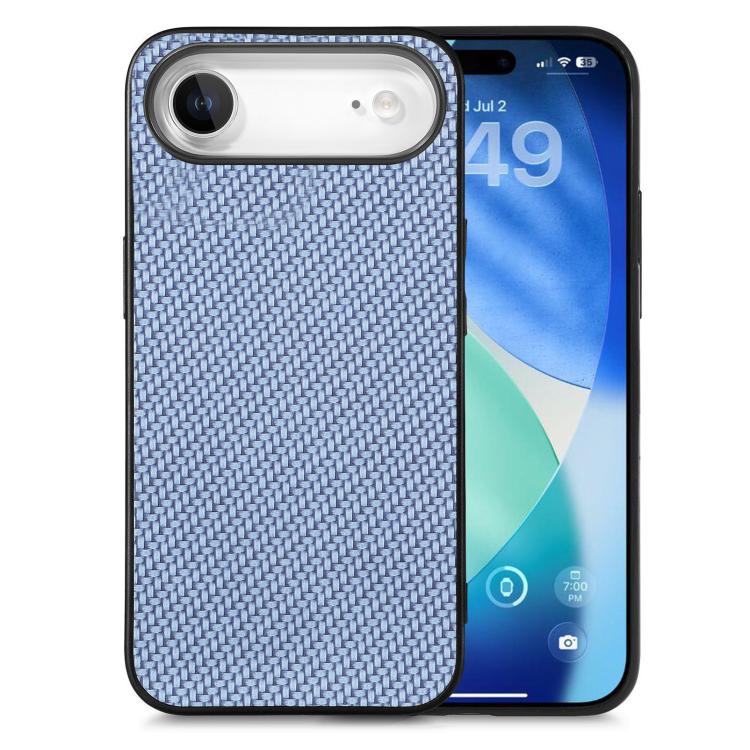 

For iPhone Air Carbon Fiber Texture Leather Back Phone Case(Blue)